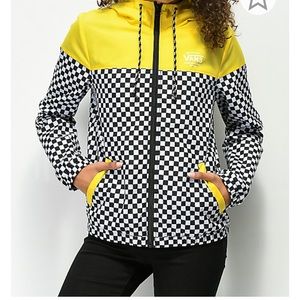 Yellow and Checker Print Vans Zip Up Wind Breaker